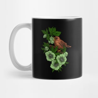 Wren and hellebore Mug